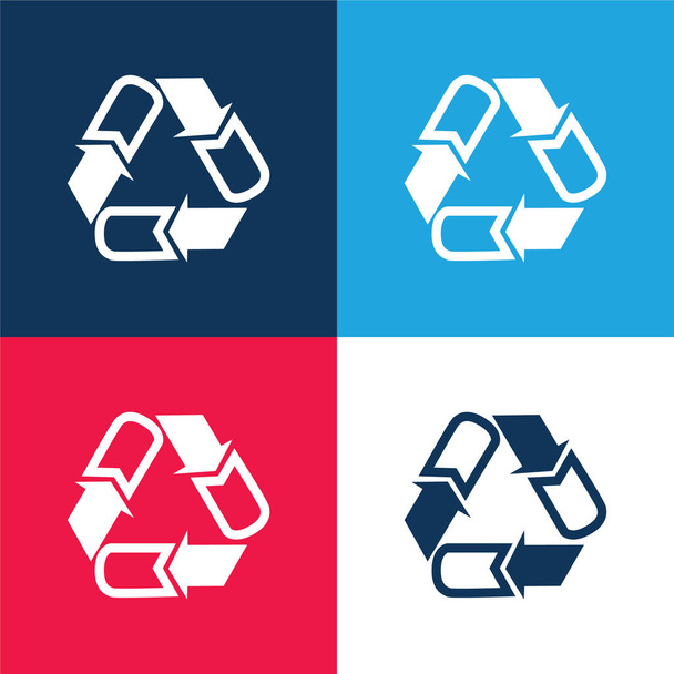Šipky Trojúhelník modrá a červená čtyři barvy minimální ikona nastavena - Vektor, obrázek