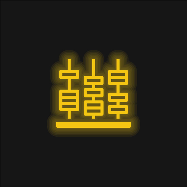 Icône néon jaune Abacus brillant - Vecteur, image