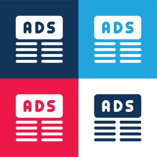 Banner blu e rosso set di icone minime a quattro colori - Vettoriali, immagini