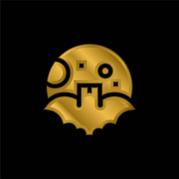 murciélago chapado en oro icono metálico o logo vector - Vector, imagen
