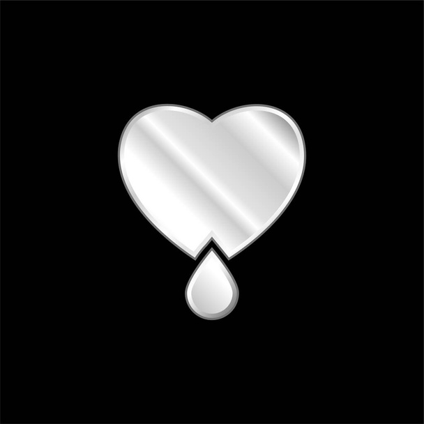 Bleeding Heart silver plated metallic icon - Vector, Image