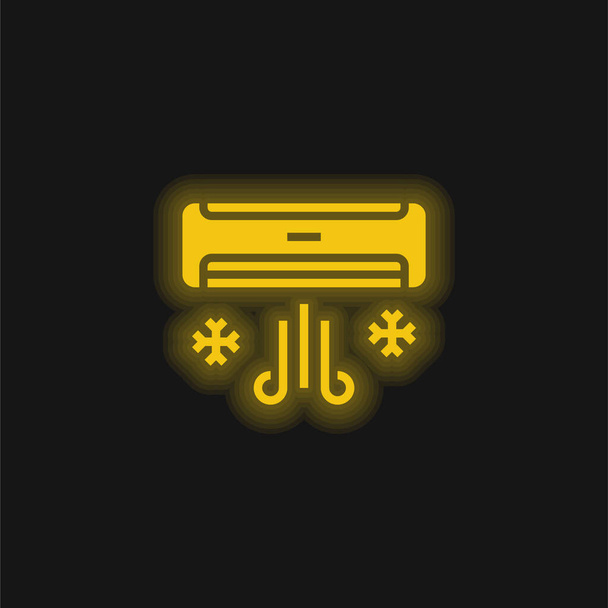 Air Conditioner geel gloeiende neon pictogram - Vector, afbeelding