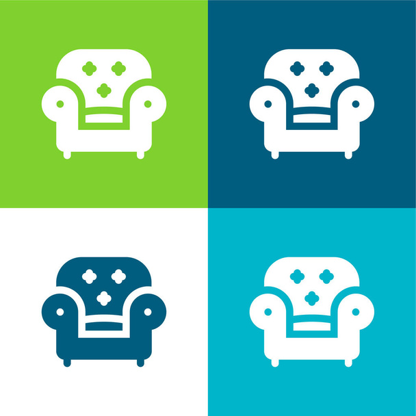 Πολυθρόνα Flat four color minimal icon set - Διάνυσμα, εικόνα