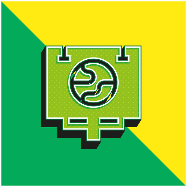 Panneau d'affichage Logo vectoriel 3d moderne vert et jaune - Vecteur, image