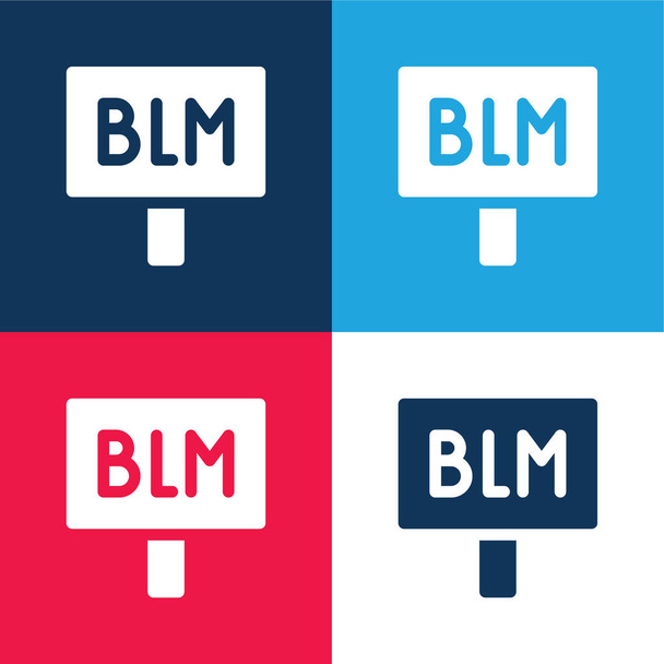 Black Lives Matter blue and red four color minimum icon set - Вектор, зображення
