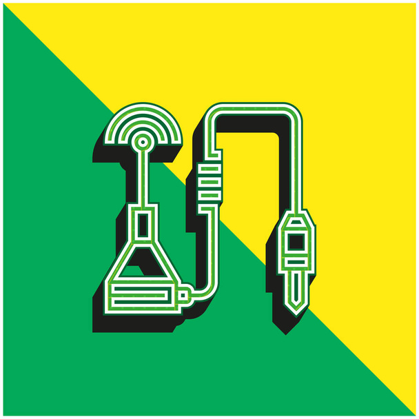 Antenna Zöld és sárga modern 3D vektor ikon logó - Vektor, kép