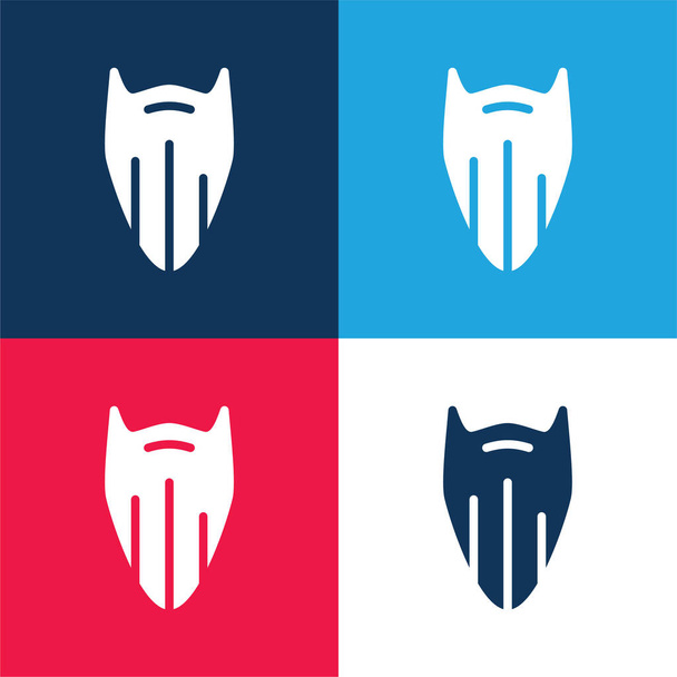 Barba azul e vermelho quatro cores conjunto de ícones mínimos - Vetor, Imagem