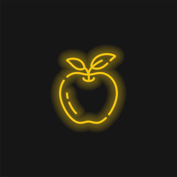 アップルイエローの輝くネオンアイコン - ベクター画像