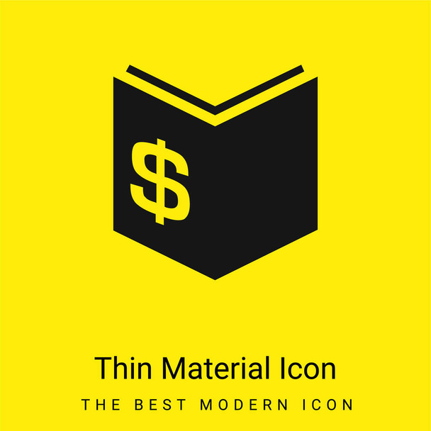 Book Of Economy With Dollar Money Znak minimalny jasny żółty materiał ikona - Wektor, obraz
