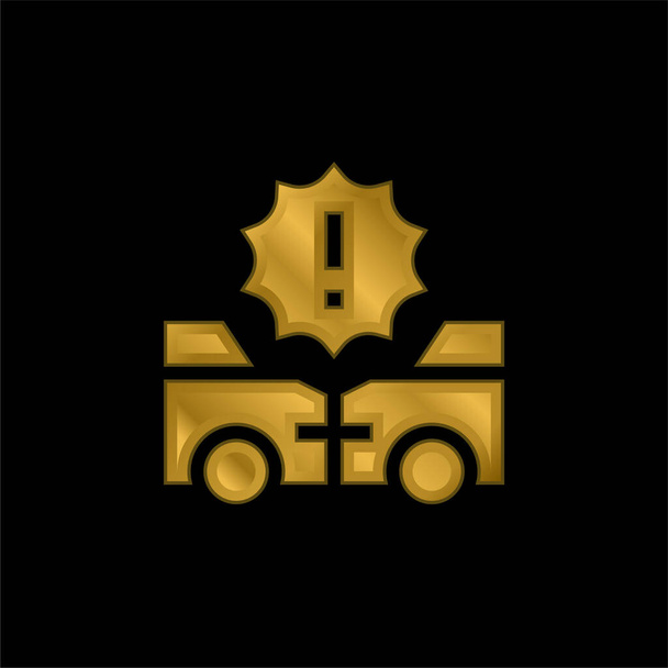 Acidente banhado a ouro ícone metálico ou vetor logotipo - Vetor, Imagem