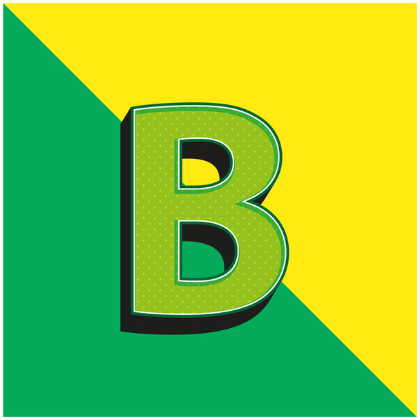 文字Bの太字ボタンシンボルグリーンと黄色のモダンな3Dベクトルアイコンのロゴ - ベクター画像