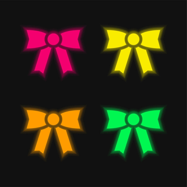 Inchino quattro colori luminosi icona vettoriale al neon - Vettoriali, immagini