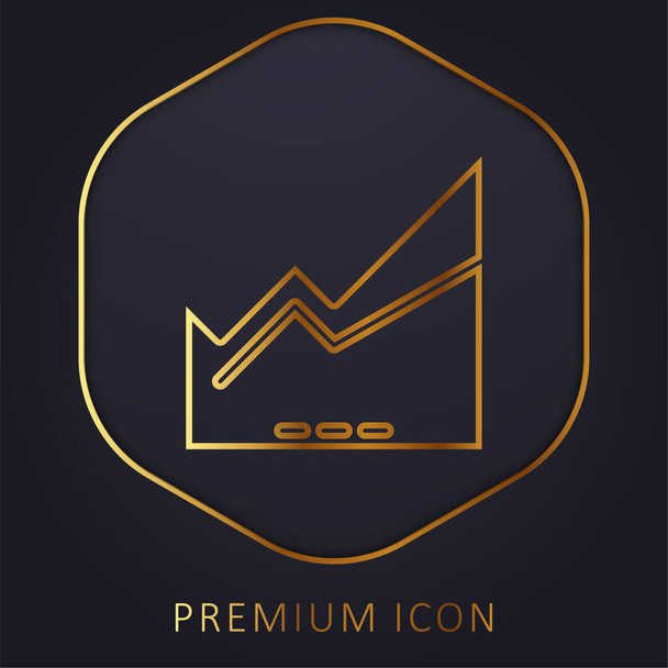 Área Chart logotipo premium de línea dorada o icono - Vector, imagen