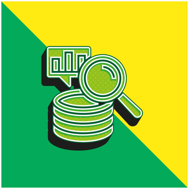 Big Data verde y amarillo moderno vector 3d icono del logotipo - Vector, imagen