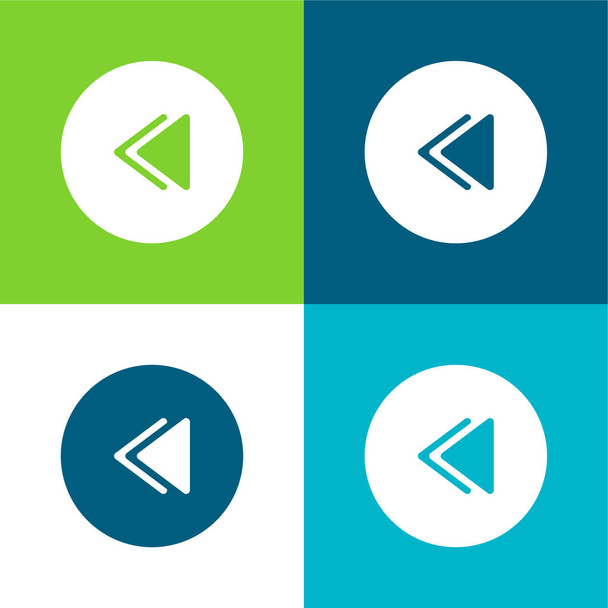 Hátrafelé Lapos négy szín minimális ikon készlet - Vektor, kép
