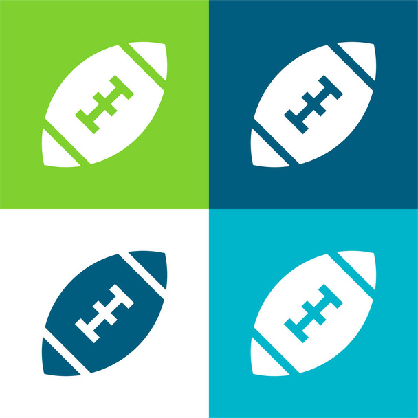 American Football Flat conjunto de iconos mínimos de cuatro colores - Vector, imagen