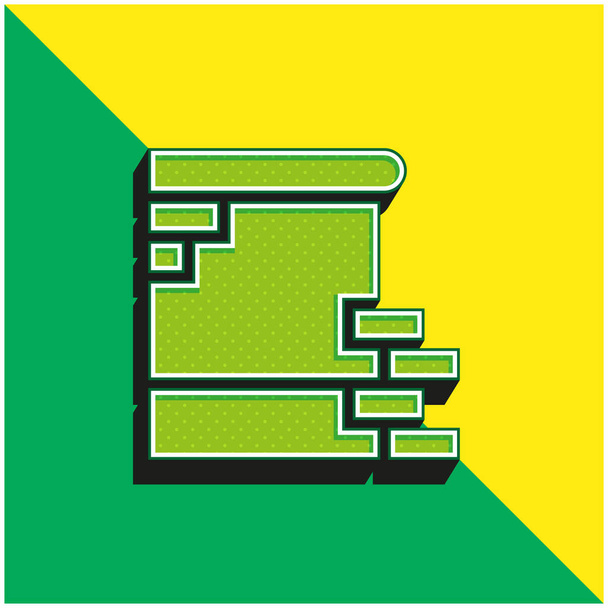 Berlijn Wall Groen en geel modern 3D vector pictogram logo - Vector, afbeelding