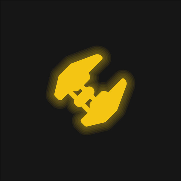 Attack Plane keltainen hehkuva neon kuvake - Vektori, kuva