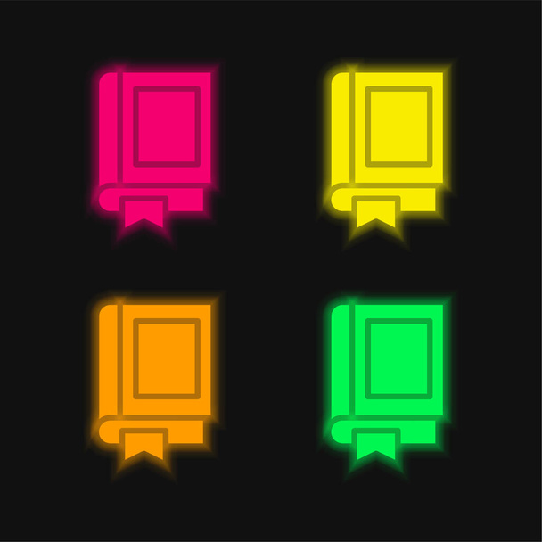 Книга чотири кольори, що світяться неоном Векторна піктограма
 - Вектор, зображення