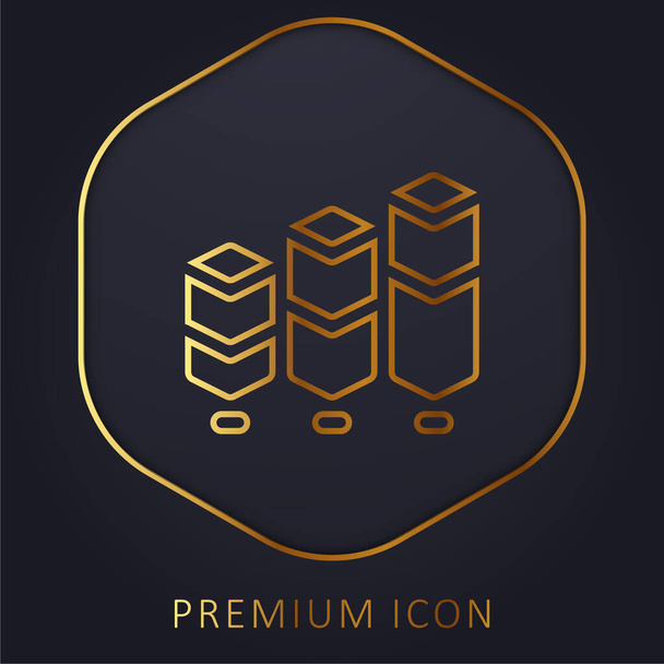 Gráfico de barras de oro logotipo de línea premium o icono - Vector, imagen
