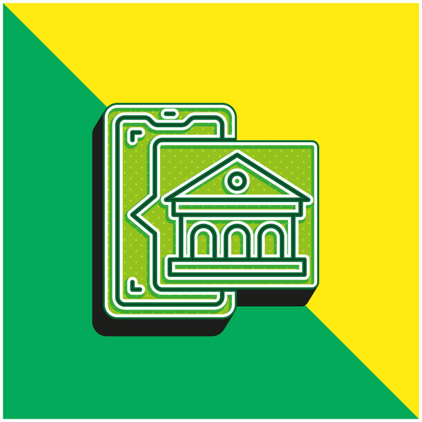 Bank Zelená a žlutá moderní 3D vektorové logo ikony - Vektor, obrázek