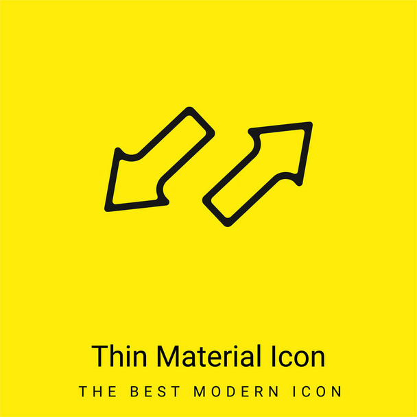 Flechas en direcciones opuestas mínimo icono de material amarillo brillante - Vector, Imagen