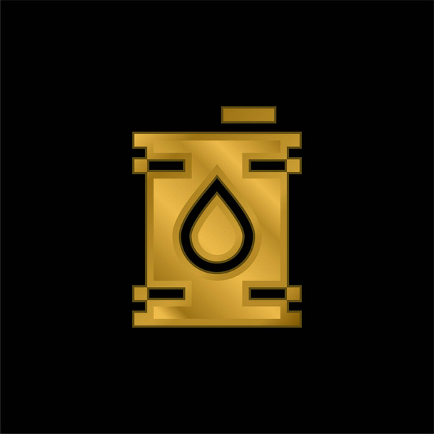 Бочка з золотим покриттям металева піктограма або вектор логотипу
 - Вектор, зображення