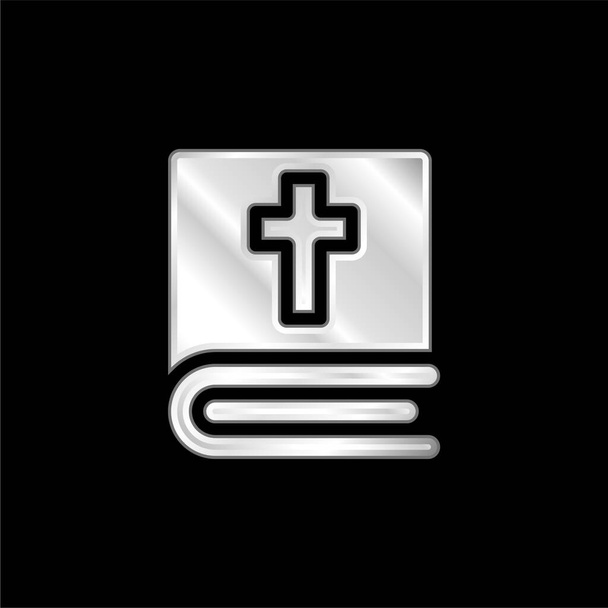 Biblia plateado icono metálico - Vector, imagen