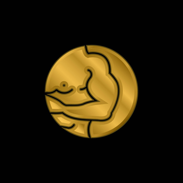 Altın kaplama metalik simge veya logo vektörünü yükle - Vektör, Görsel