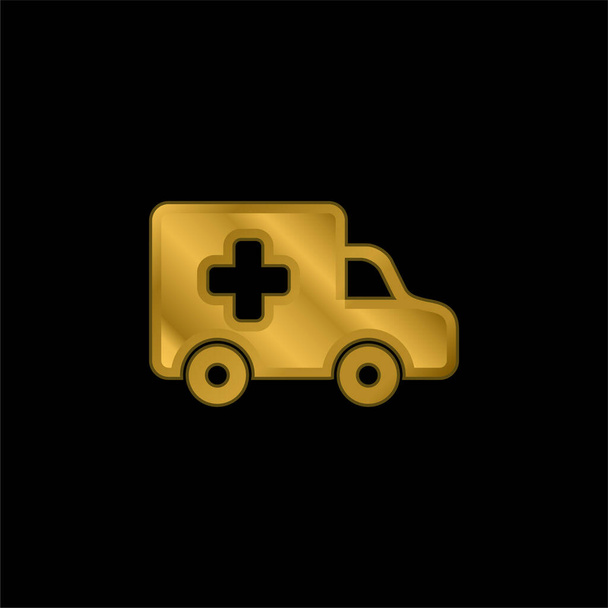 Ambulancia Vista lateral chapado en oro icono metálico o logo vector - Vector, Imagen