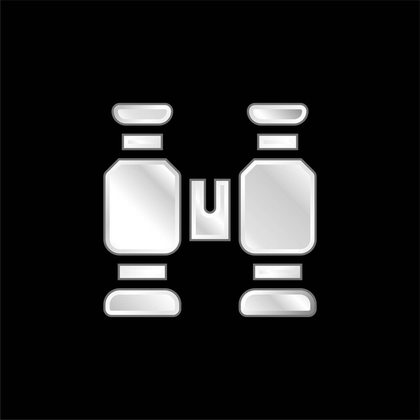 Prismáticos plateado icono metálico - Vector, imagen