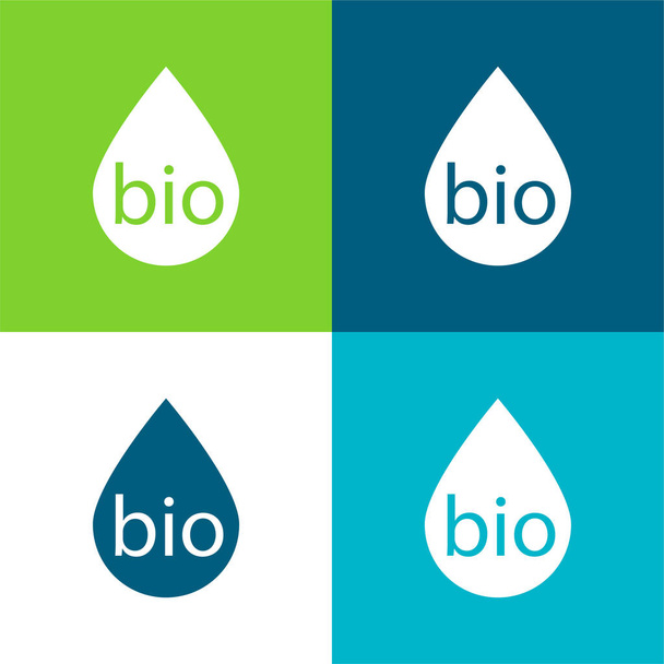 Bio Fuel Flat τεσσάρων χρωμάτων ελάχιστο σύνολο εικονιδίων - Διάνυσμα, εικόνα