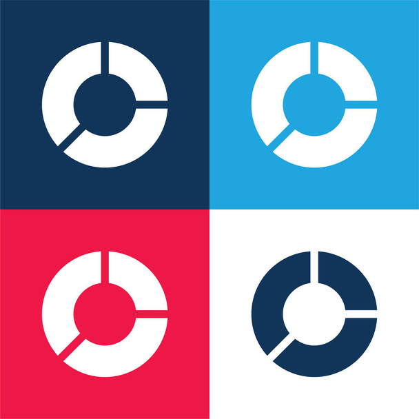 Analytics blau und rot vier Farben minimalen Symbolsatz - Vektor, Bild