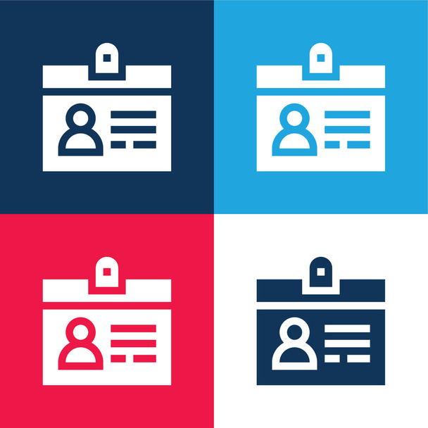 Accreditation blue and red four color minimal icon set - Vector, Image