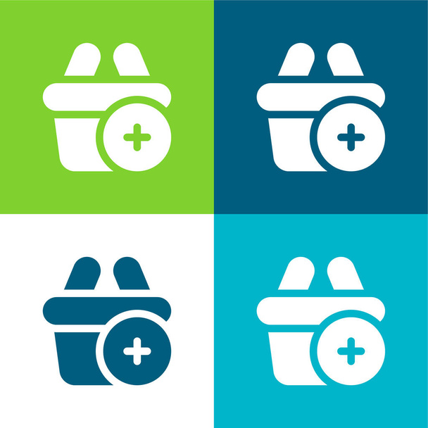 Conjunto de iconos de cuatro colores mínimo plano - Vector, Imagen