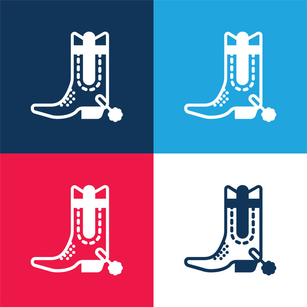 Boot sininen ja punainen nelivärinen minimaalinen kuvakesarja - Vektori, kuva