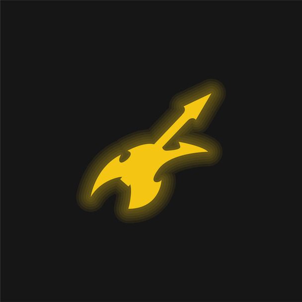 Forma abstrata Guitarra elétrica amarelo brilhante ícone de néon - Vetor, Imagem