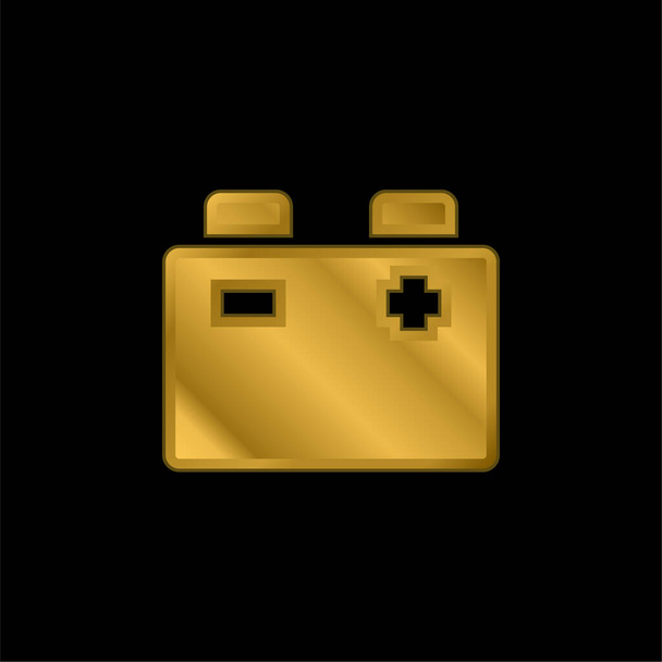 Bateria banhado a ouro ícone metálico ou vetor logotipo - Vetor, Imagem
