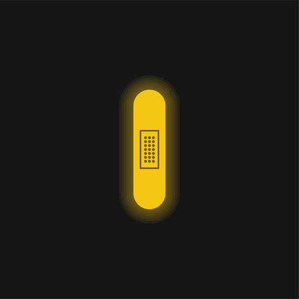 Laastari siluetti pystyasennossa keltainen hehkuva neon kuvake - Vektori, kuva