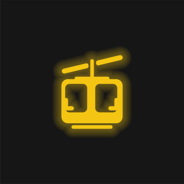 Ascenseur aérien jaune brillant icône néon - Vecteur, image