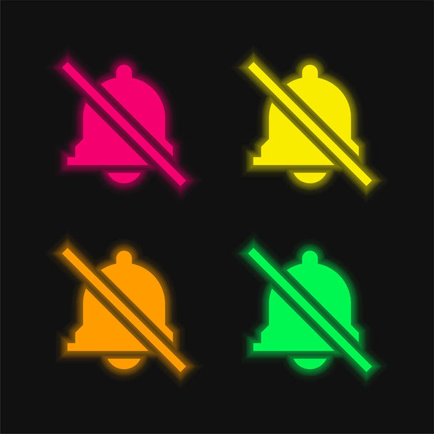 Alarm cztery kolory świecące neon wektor ikona - Wektor, obraz
