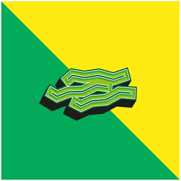 Speckstreifen Umriss Grünes und gelbes modernes 3D-Vektor-Symbol-Logo - Vektor, Bild