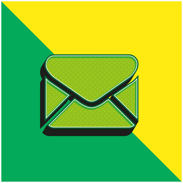 Black Back Closed Envelope Shape Green and yellow modern 3d vector icon logo - Vector, Image