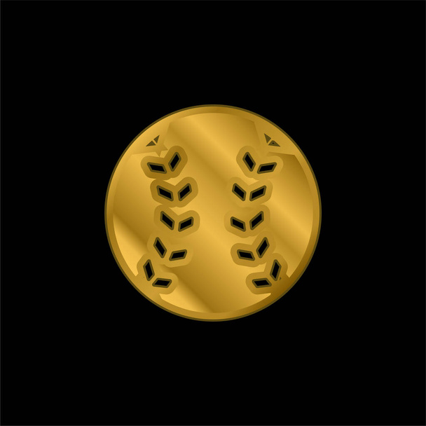 野球ボールゴールドメッキ金属アイコンやロゴベクトル - ベクター画像