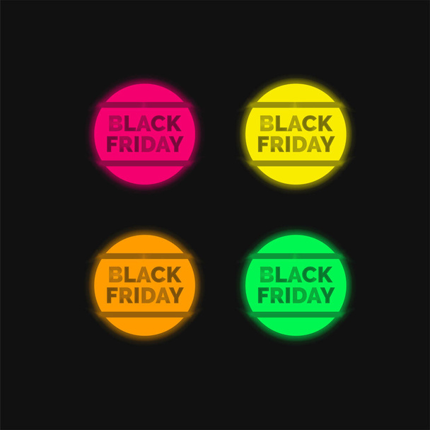 Kara Cuma parlayan dört renkli neon vektör simgesi - Vektör, Görsel