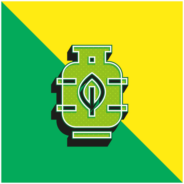 Biogás Verde e amarelo moderno logotipo vetor 3d ícone - Vetor, Imagem