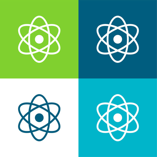 Atom Flat conjunto de iconos mínimos de cuatro colores - Vector, Imagen