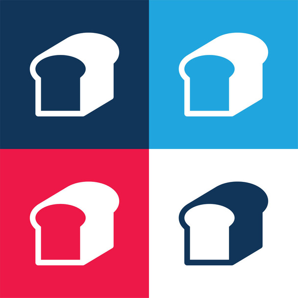 Pan azul y rojo conjunto de iconos mínimo de cuatro colores - Vector, Imagen