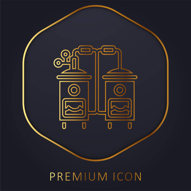 Chaudière ligne dorée logo premium ou icône - Vecteur, image