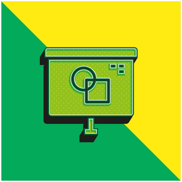 Art And Design Vihreä ja keltainen moderni 3d vektori kuvake logo - Vektori, kuva